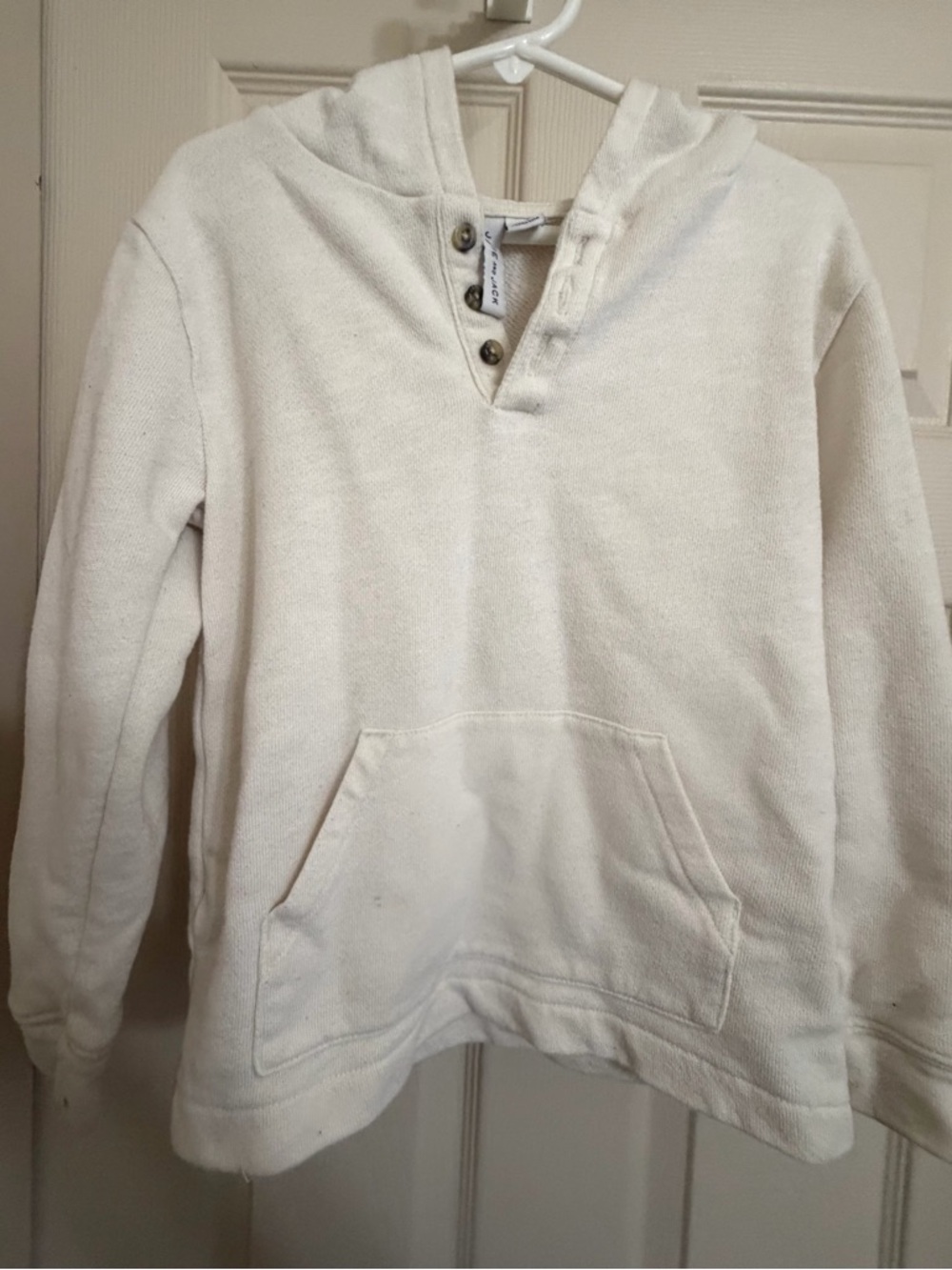 Boys Janie and Jack Cream Hooded Henley Sweater